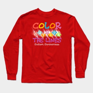 Autism Awareness T-shirt Colour Outside The Line Shirt Long Sleeve T-Shirt